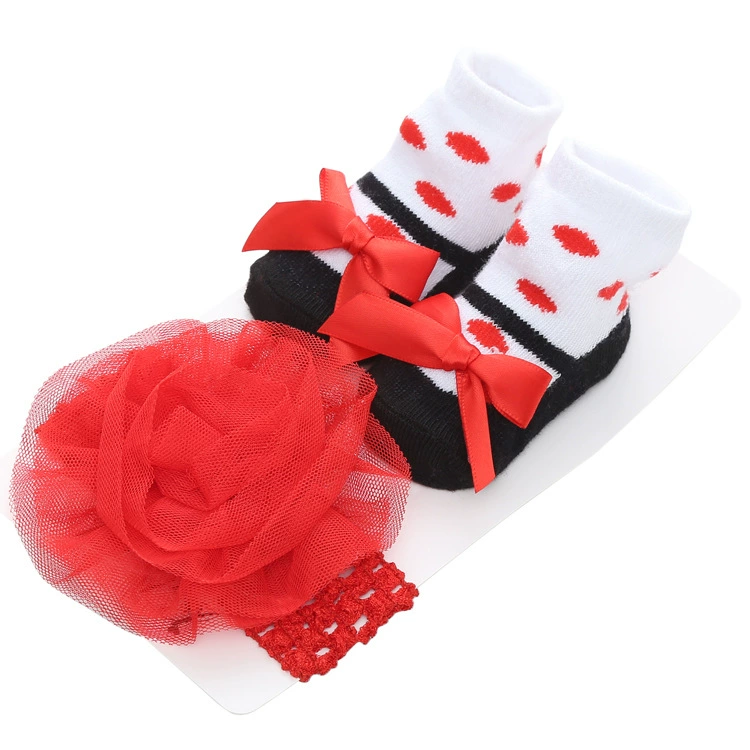 Разноцветные детские носки с бантом для принцессы, милый ободок, набор, европейский стиль