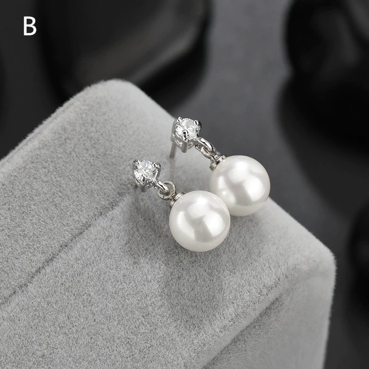 Серьги из жемчуга, циркония, модные вставки камня, простой и элегантный дизайн