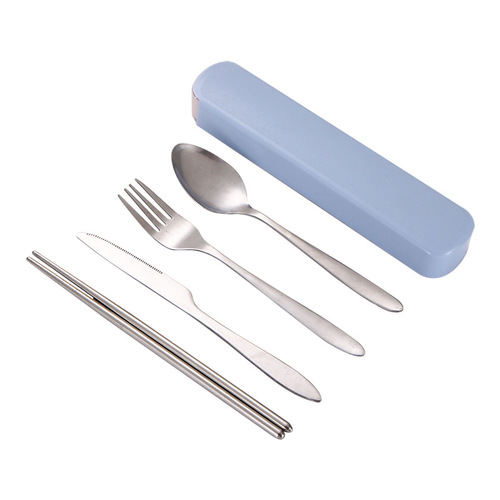 Stainless steel portable cutlery outdoor travel student gift set of 3-4 pieces stainless steel tableware