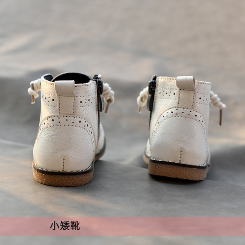 女童真皮短靴休闲巴洛克马丁靴男童秋冬棉靴新宝宝靴皮靴单靴