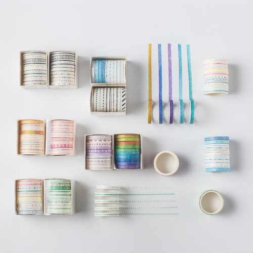 Washi tape set, ultra-fine color series, 10 rolls, basic handbag material, DIY decorative stickers, 9 styles