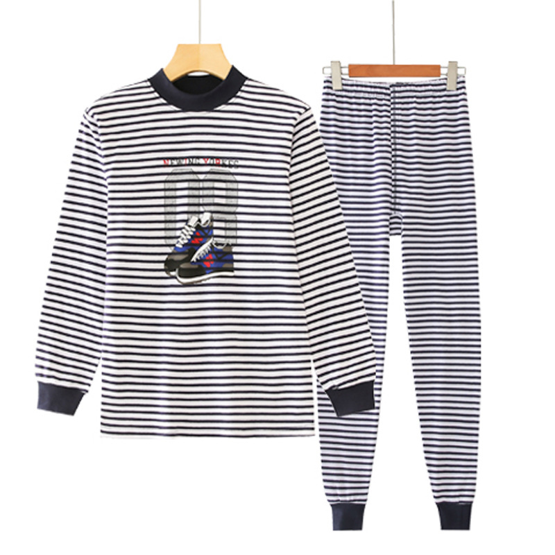 Ropa interior juvenil traje masculino estudiante ropa mediana y grande niños más tamaño suéter de algodón conjunto de ropa interior térmica