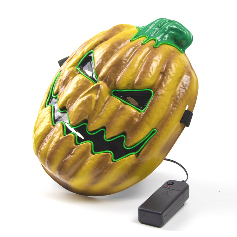 Máscara de luz fría de Halloween 2019, máscara fluorescente luminosa con cabeza de calabaza, máscara de cara de fantasma brillante, fabricada por EL factory. image 3