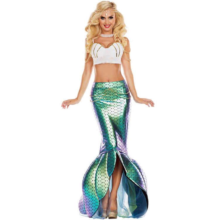 Disfraces de Halloween 2024 M-XL nuevo disfraz de sirena de Halloween ropa de cosplay discoteca dividida sirena femenina princesa falda larga