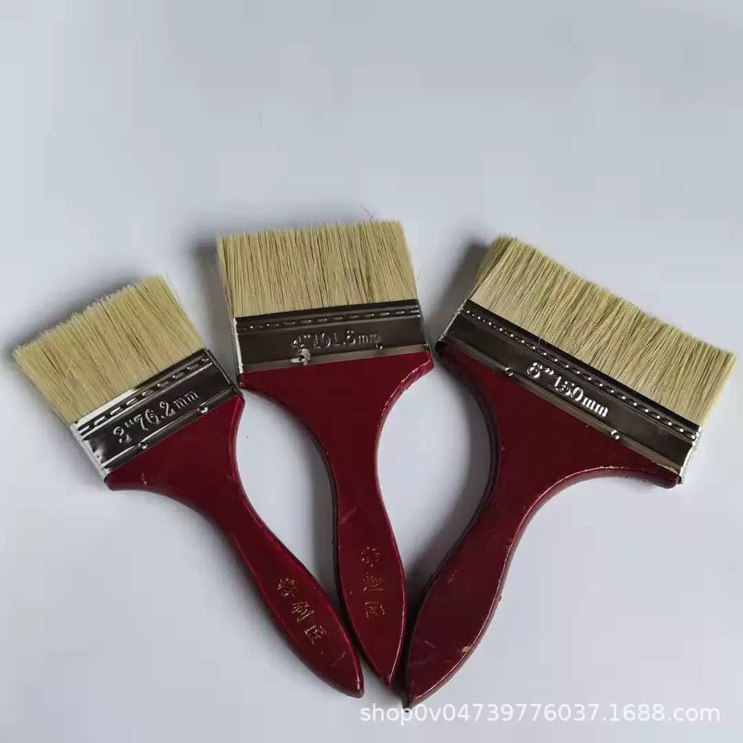 Заводская поставка красных кистей с деревянной ручкой от 1 до 8inch кистей с имитацией кабаньей щетины, кистей средней толщины, оптовая продажа