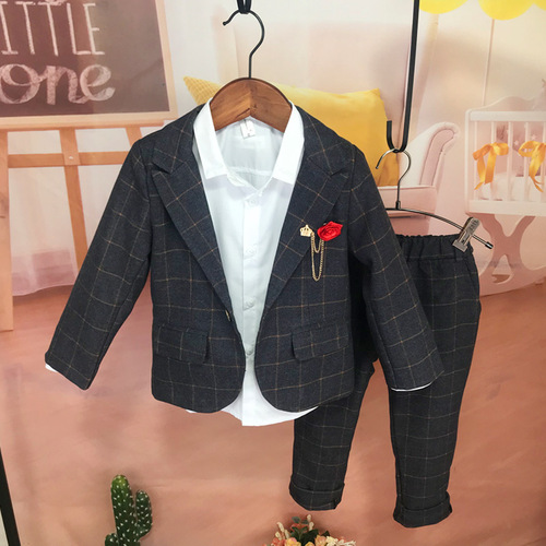 Factory wholesale: Kids' boys' suits, Korean-style blazers, flower boy formal wear, children's fashion show outfits, trendy kids' clothing sets