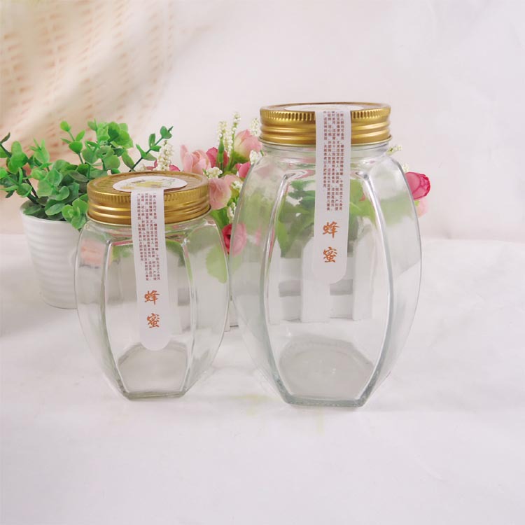 食品级玻璃罐头瓶六角蜂蜜瓶子果酱玻璃瓶玻璃透明储物罐子批发