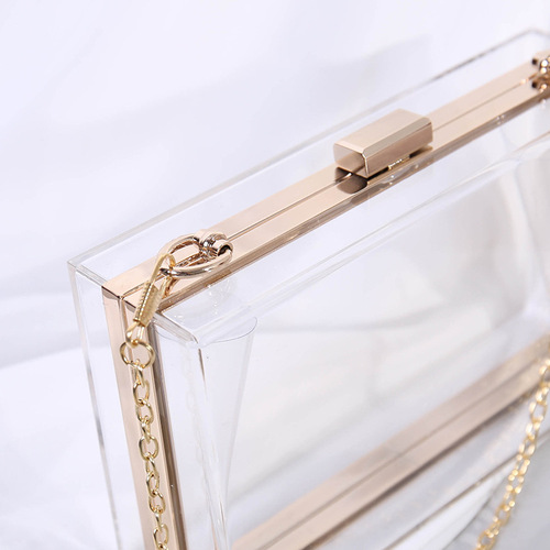 Cross-border factory direct sales transparent acrylic bag chain crossbody box bag small square bag women's evening bag clutch bag