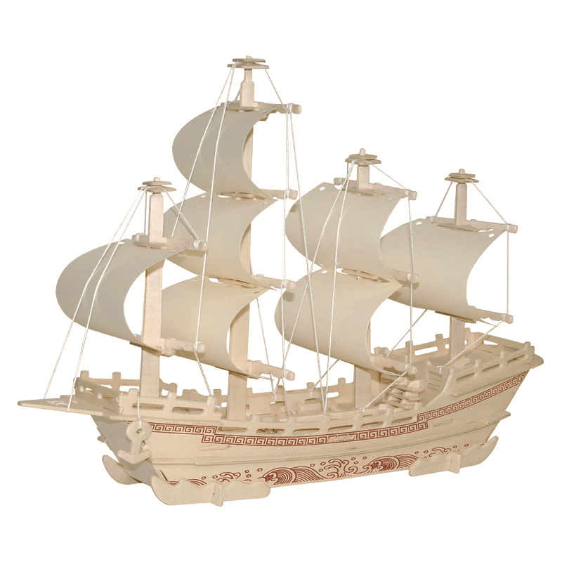 DIY Wooden Artificial Ancient Sailing Model Wooden Hand-assembled Silk Merchant Ship Adult 3D Puzzle Toy