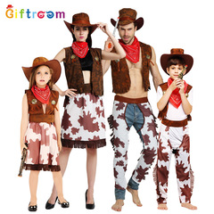 萬聖節化妝舞會角色扮演親子裝經典西部牛仔扮酷服舞台劇表演服裝