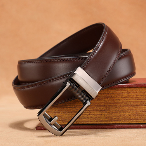 Cross-border fake pin buckle belt for men, genuine leather, casual, versatile, automatic buckle belt, fashionable and handsome trouser belt