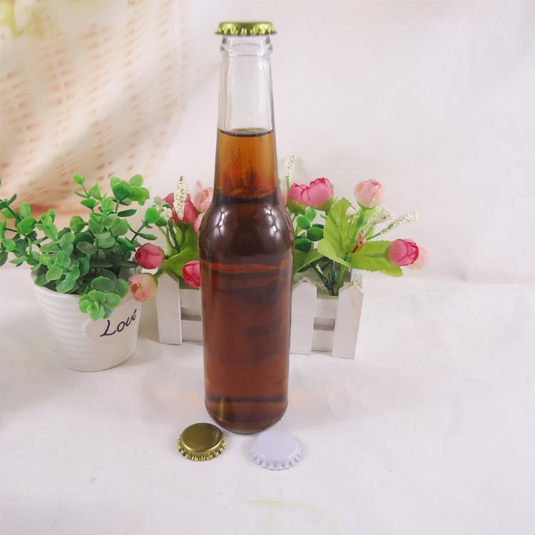 厂家直销压盖汽水果汁瓶350ml玻璃瓶圆形饮料苏打水鸡尾酒瓶