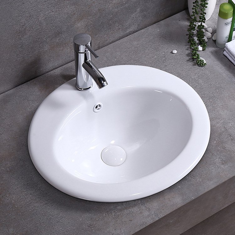 Mid-end basin embedded home oval bathroom small apartment ceramic washbasin basin upper basin art Basin
