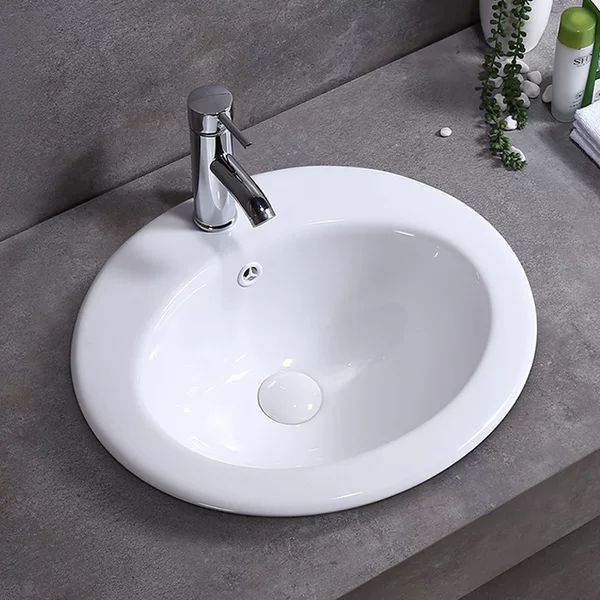Source Factory Taichung Semi-Embedded Wash Basin Ceramic Basin Countertop Basin Oval Basin Bathroom Washbasin