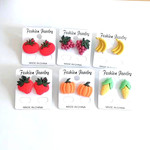 Креативные милые мультяшные фруктовые модные серьги, японские и корейские