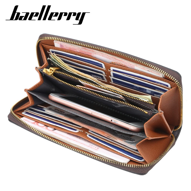 Кошелек Baellerry, длинный небольшой клатч, вместительная цепь с молнией, ручка-ремешок, стиль корея, средняя длина
