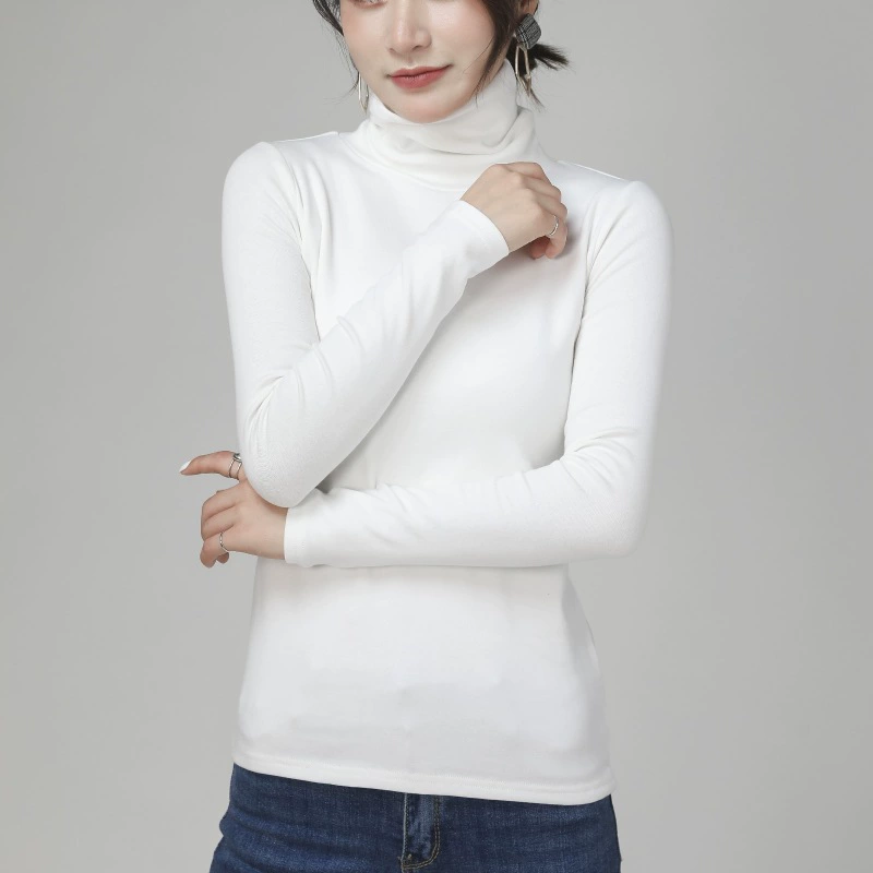 【Pure Cotton Turtleneck Base Layer】New Autumn and Winter Elastic Slim-Fit Long-Sleeve Women's Underwear, Slimming and Flattering