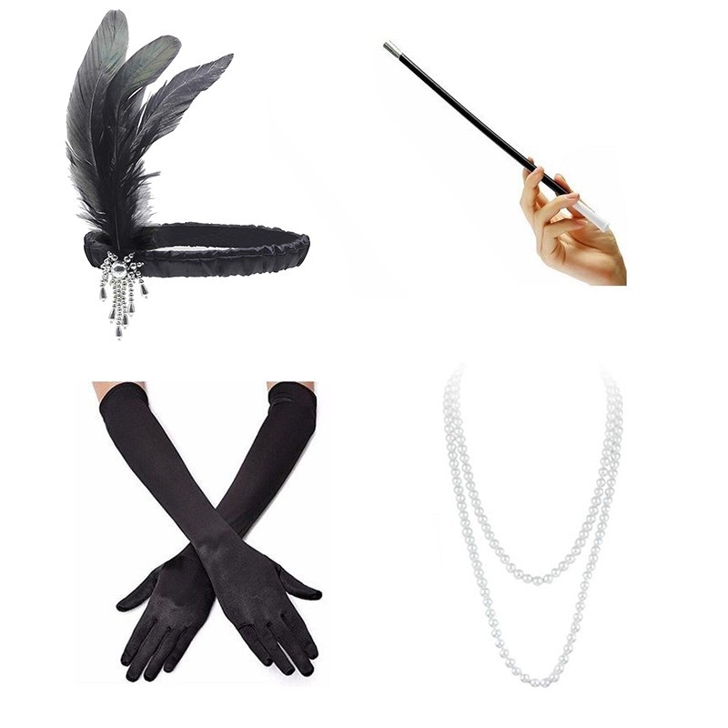 1920s accesorios diadema collar guantes cigarrillo clip bafle Ropa Accesorios Halloween banquete joyería del partido