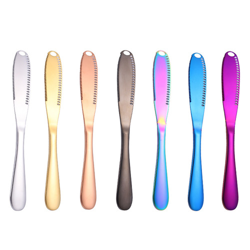 Amazon 430 stainless steel cheese butter knife with hole butter knife bread jam knife cutting cheese butter knife