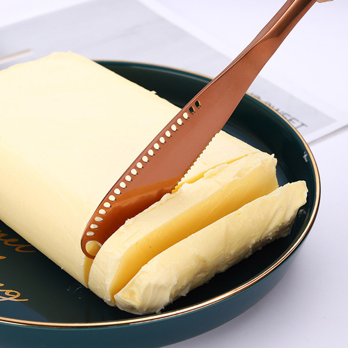 Amazon 430 stainless steel cheese butter knife with hole butter knife bread jam knife cutting cheese butter knife