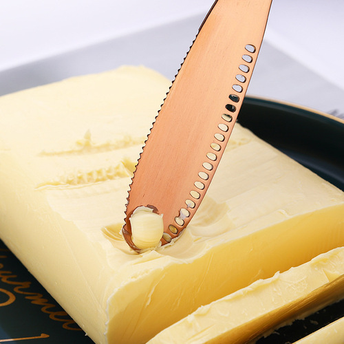 Amazon 430 stainless steel cheese butter knife with hole butter knife bread jam knife cutting cheese butter knife