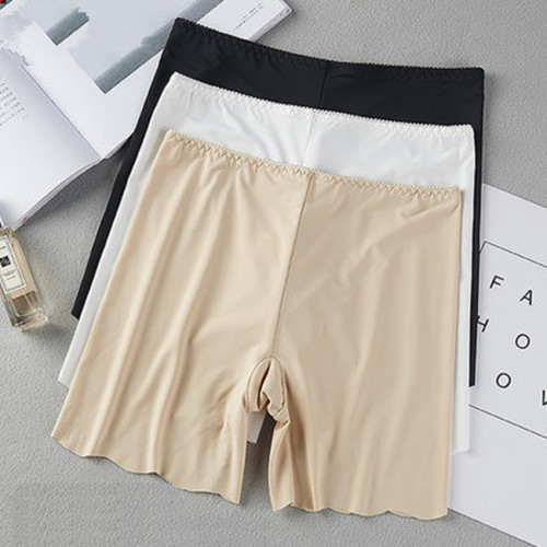 Thin summer ice silk seamless women's plus-size boxer safety pants, short, traceless, anti-exposure mid-rise base-layer underwear