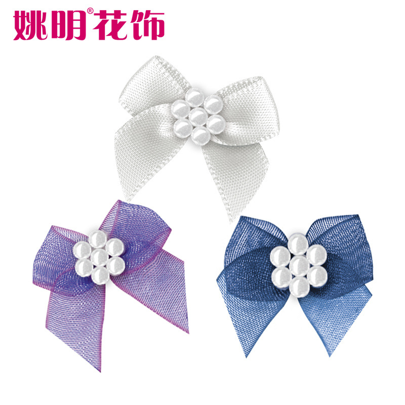 Yao Ming cinta de poliéster arco acabado accesorios textiles en stock al por mayor 2,6 cm ancho hecho a mano arco cinta image 1