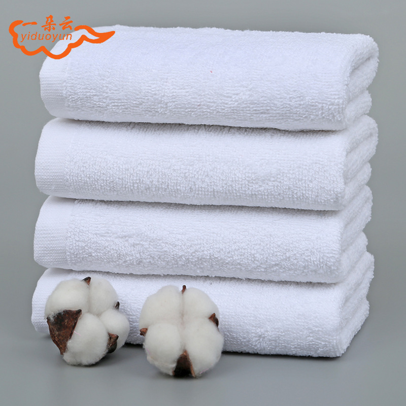 Factory wholesale cotton hotel white towel hotel sweat steam sauna bath white face towel absorbent embroidery logo
