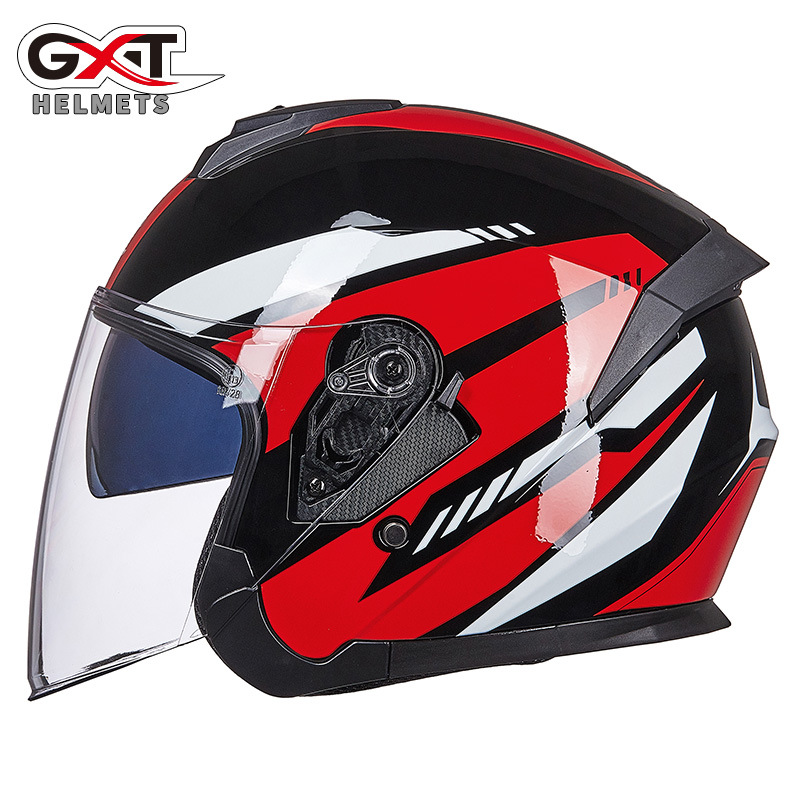 Casco de motocicleta eléctrica GXT, protección solar para las cuatro estaciones y coche con batería para parabrisas, doble lente de verano, medio casco ligero personalizado