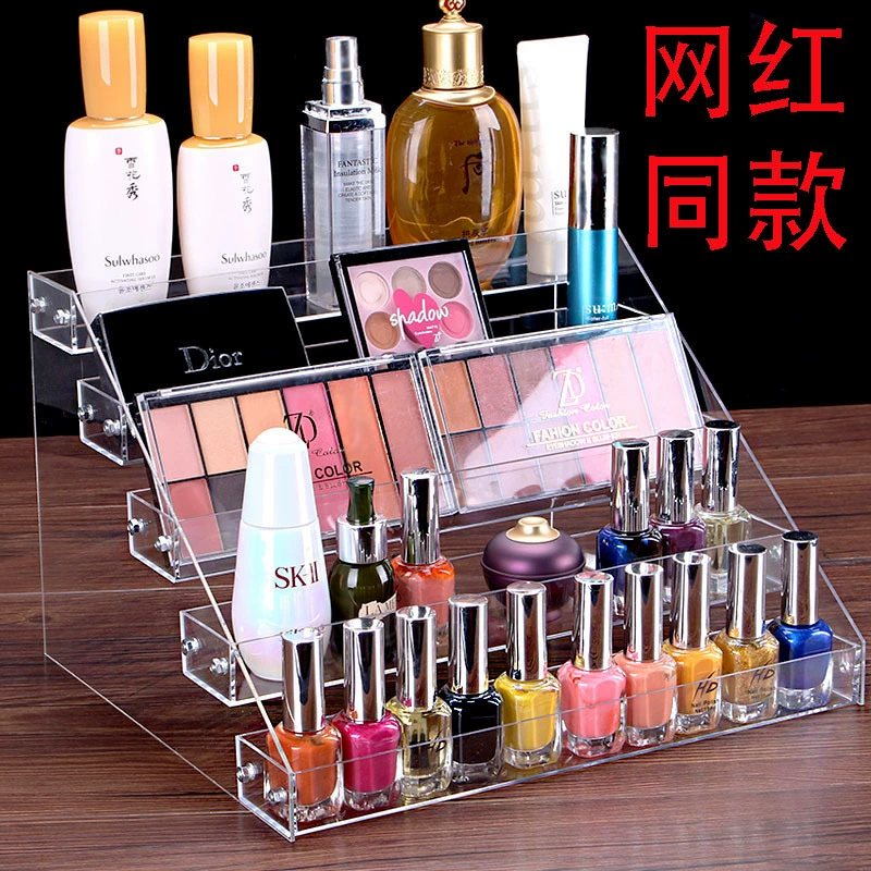 Ящик для хранения косметики Прозрачная настольная стойка для отделки губной помады Стеллаж для хранения лосьона Простая и щедрая многослойная стойка