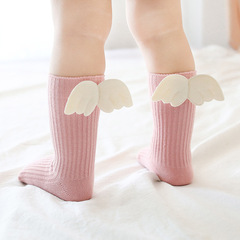 Cute creative wings children's socks with sole glue baby doll socks cotton mid-tube baby socks