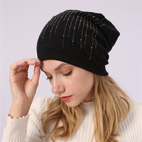 M965 double layer hot drill pullover hat cross-border new autumn and winter men and women cotton pile hat warm and cold-proof confinement hat
