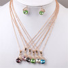 Fashionable zirconium, set, pendant, necklace and earrings, simple and elegant design, micro incrustation