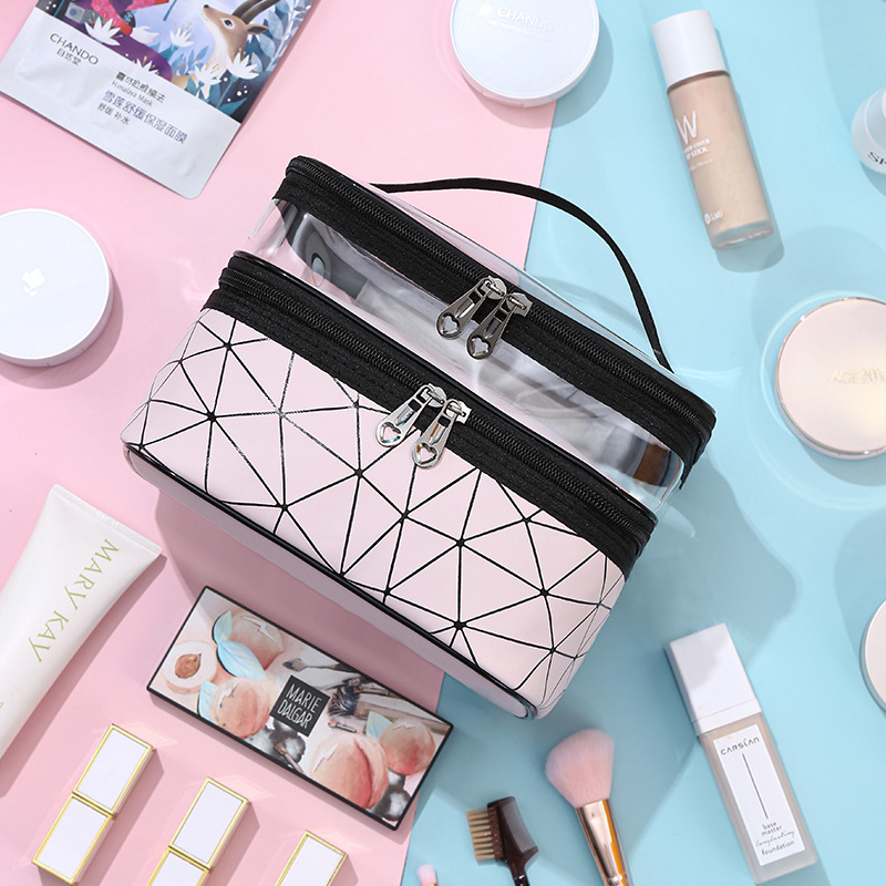 Bolsa de cosméticos de gran capacidad para mujeres 2023 nueva bolsa de almacenamiento de cosméticos de doble capa avanzada bolsa de almacenamiento de lavado de viaje portátil