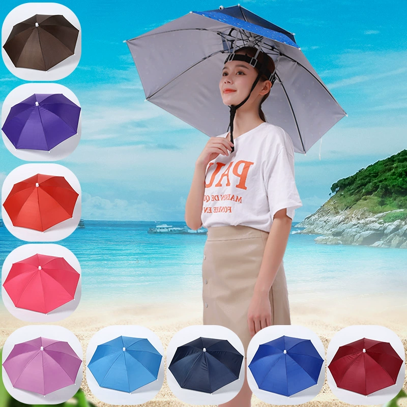 Double-layer Travel Umbrella Hat, Windproof, Dual Sizes 53 / 63 cm, Compact 30 cm
