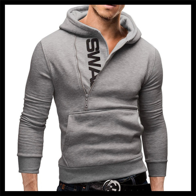New men's side zippered oversized hoodie pullover autumn/winter hooded jacket_voghion.com