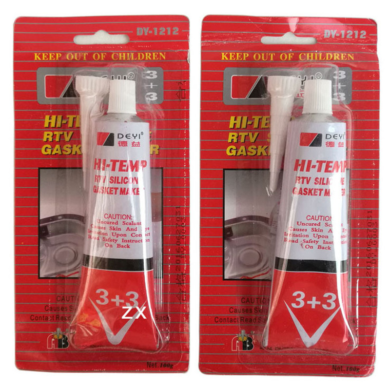 德益3+3硅酮免垫片密封胶DY-1212耐高温机械设备维修胶水红色100g