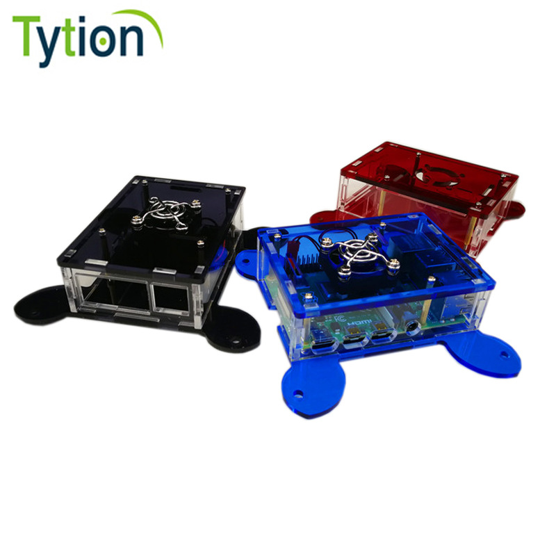 树莓派4B外壳Raspberry Pi 4 Model B亚克力龟体可壁挂 机箱+风扇