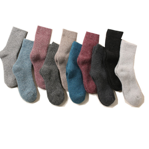 High-content wool socks for men, mid-calf socks for women in winter, thickened and velvet, warm winter terry solid color cashmere socks