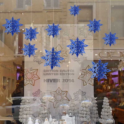 鏡面珠光3d雪花花旗クリスマス新年冬誕生日パーティーショーウインドー装飾配置|undefined
