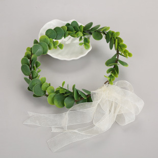 Amazon Hot New Green Artificial Leaf Rattan Garland Head Flower Simple Eucalyptus Princess Rattan