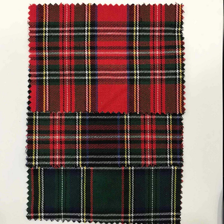 Tc School Uniform Skirt Polyester-Cotton 21-Count Interwoven Fabric Christmas Decorative Fabric Bow Tie Short Skirt Fabric Classic Plaid Fine Woven