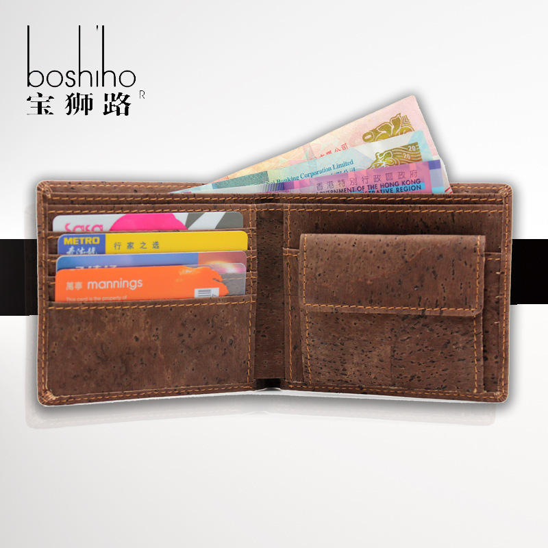 Foreign Trade Hot Cork Short Wallet Men's Simple Horizontal Multi-Card Change Bag Cork Wallet Printable LOGO