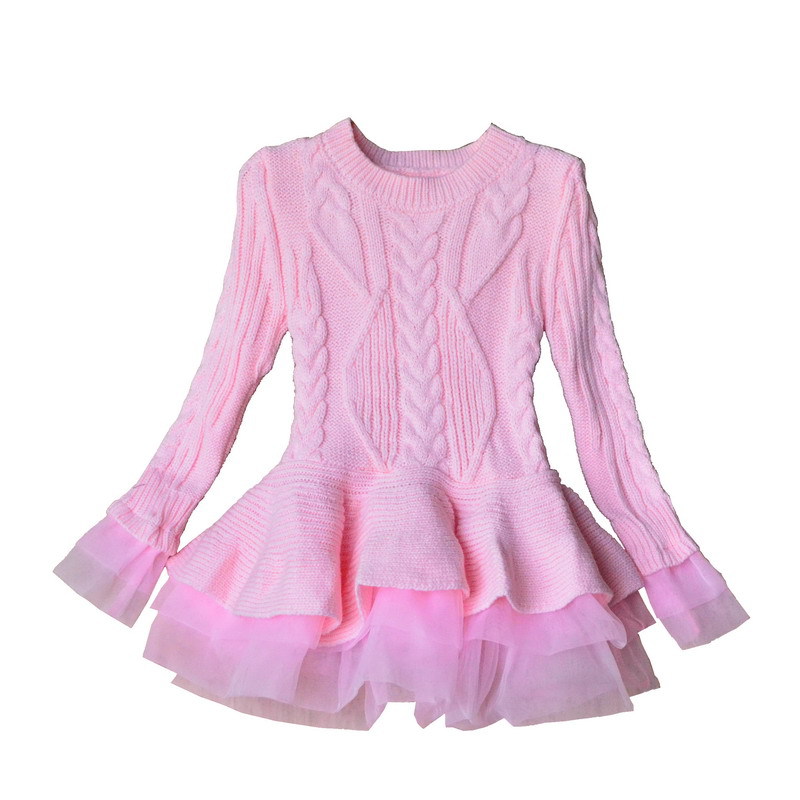 Vêtements de noël pour enfants, robe d'hiver en laine tricotée à manches longues pour filles, tenue de princesse moelleuse_voghion.com