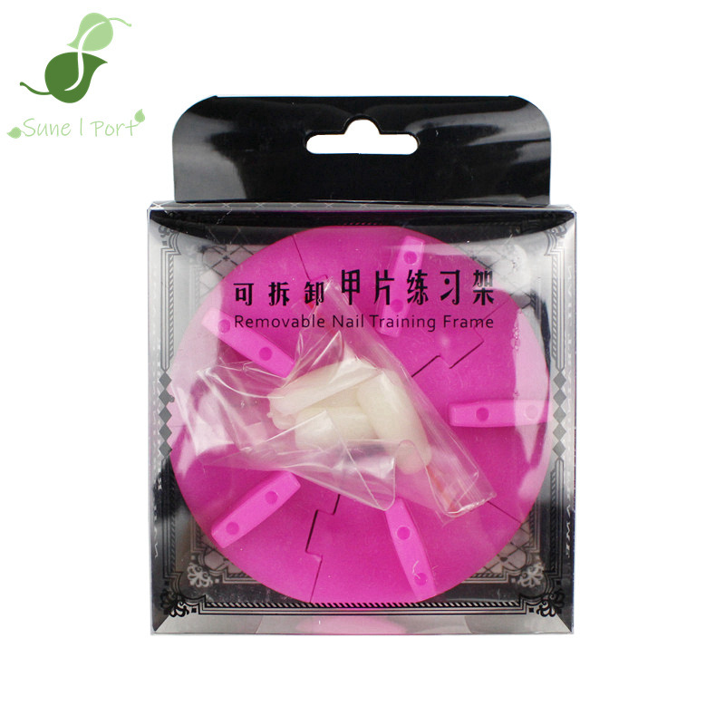 Manicure silicone lotus seat plastic practice stand with 5 nail pieces removable fixed Nail Polish glue display stand