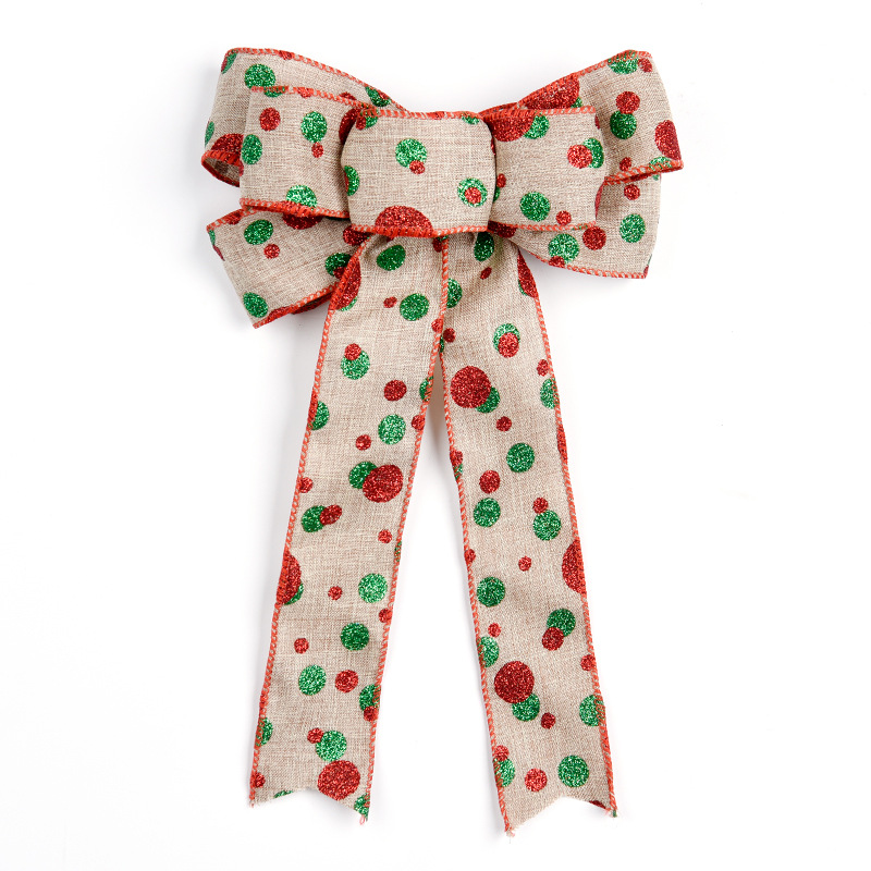 Nuevo 20cm Navidad Lino arco Navidad decoración colgante japonés estilo coreano grande impreso arco