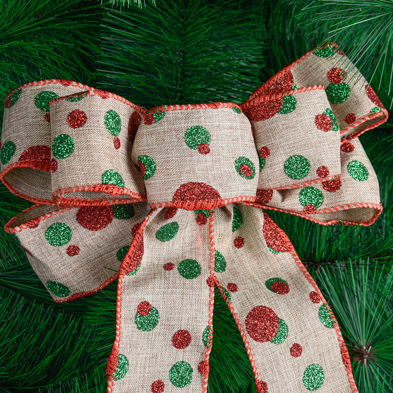 Nuevo 20cm Navidad Lino arco Navidad decoración colgante japonés estilo coreano grande impreso arco