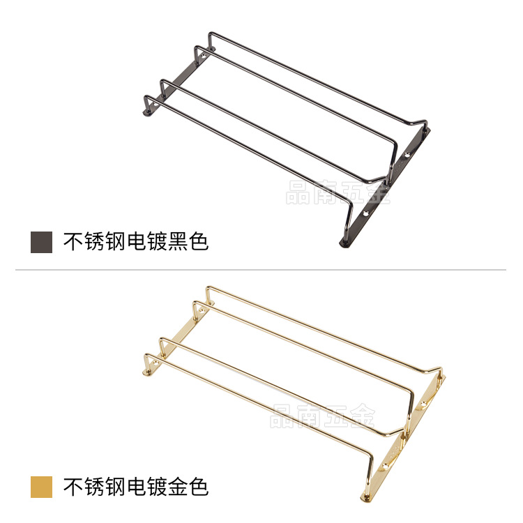 Estante de copa de vino dorado 304 al revés Galvanoplastia negro estante de copa de vino de acero inoxidable portavasos colgante