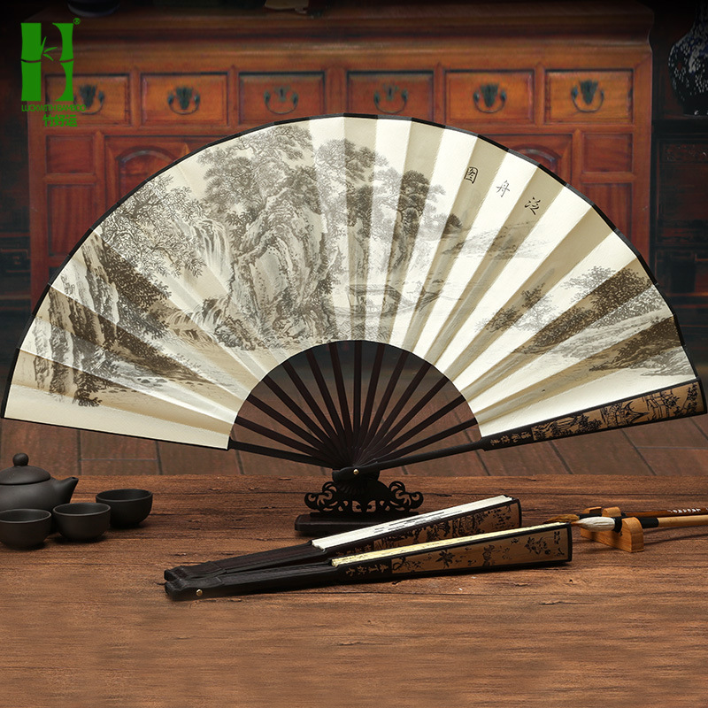 Ventilador plegable de 10 pulgadas ventilador chino de seda ventilador antiguo ventilador al por mayor ventilador artesanal regalo ventilador publicitario logotipo tallado