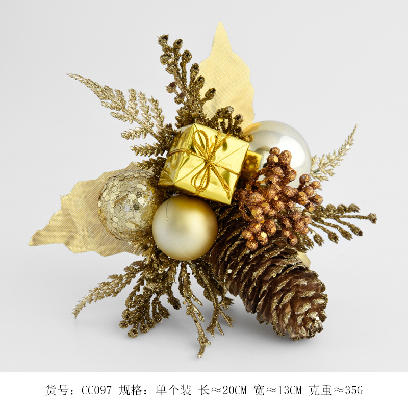 Nuevo arreglo de Navidad oro y plata rojo BOLA DE Navidad arreglo abeto Pino fruta arreglo simulación Navidad decoración arreglo flor